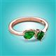 3 - Lysha 1.35 ctw Green Garnet Pear Shape (7x5 mm) & Lab Created Emerald Cushion Shape (5.00 mm) Toi Et Moi Engagement Ring 