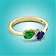 3 - Lysha 1.61 ctw Green Garnet Pear Shape (7x5 mm) & Lab Created Blue Sapphire Cushion Shape (5.00 mm) Toi Et Moi Engagement Ring 
