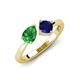 4 - Lysha 1.61 ctw Green Garnet Pear Shape (7x5 mm) & Lab Created Blue Sapphire Cushion Shape (5.00 mm) Toi Et Moi Engagement Ring 