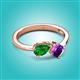 3 - Lysha 1.30 ctw Green Garnet Pear Shape (7x5 mm) & Amethyst Cushion Shape (5.00 mm) Toi Et Moi Engagement Ring 