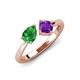 4 - Lysha 1.30 ctw Green Garnet Pear Shape (7x5 mm) & Amethyst Cushion Shape (5.00 mm) Toi Et Moi Engagement Ring 