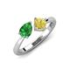 4 - Lysha 1.61 ctw Green Garnet Pear Shape (7x5 mm) & Lab Created Yellow Sapphire Cushion Shape (5.00 mm) Toi Et Moi Engagement Ring 