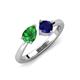 4 - Lysha 1.61 ctw Green Garnet Pear Shape (7x5 mm) & Lab Created Blue Sapphire Cushion Shape (5.00 mm) Toi Et Moi Engagement Ring 