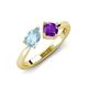 4 - Lysha 1.10 ctw Aquamarine Pear Shape (7x5 mm) & Amethyst Cushion Shape (5.00 mm) Toi Et Moi Engagement Ring 