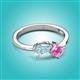 3 - Lysha 1.41 ctw Aquamarine Pear Shape (7x5 mm) & Lab Created Pink Sapphire Cushion Shape (5.00 mm) Toi Et Moi Engagement Ring 