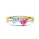 1 - Lysha 1.41 ctw Aquamarine Pear Shape (7x5 mm) & Lab Created Pink Sapphire Cushion Shape (5.00 mm) Toi Et Moi Engagement Ring 