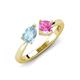 4 - Lysha 1.41 ctw Aquamarine Pear Shape (7x5 mm) & Lab Created Pink Sapphire Cushion Shape (5.00 mm) Toi Et Moi Engagement Ring 