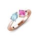4 - Lysha 1.41 ctw Aquamarine Pear Shape (7x5 mm) & Lab Created Pink Sapphire Cushion Shape (5.00 mm) Toi Et Moi Engagement Ring 