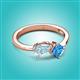 3 - Lysha 1.35 ctw Aquamarine Pear Shape (7x5 mm) & Blue Topaz Cushion Shape (5.00 mm) Toi Et Moi Engagement Ring 
