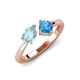 4 - Lysha 1.35 ctw Aquamarine Pear Shape (7x5 mm) & Blue Topaz Cushion Shape (5.00 mm) Toi Et Moi Engagement Ring 