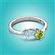 3 - Lysha 1.25 ctw Aquamarine Pear Shape (7x5 mm) & Peridot Cushion Shape (5.00 mm) Toi Et Moi Engagement Ring 