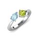 4 - Lysha 1.25 ctw Aquamarine Pear Shape (7x5 mm) & Peridot Cushion Shape (5.00 mm) Toi Et Moi Engagement Ring 