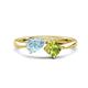 1 - Lysha 1.25 ctw Aquamarine Pear Shape (7x5 mm) & Peridot Cushion Shape (5.00 mm) Toi Et Moi Engagement Ring 