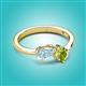 3 - Lysha 1.25 ctw Aquamarine Pear Shape (7x5 mm) & Peridot Cushion Shape (5.00 mm) Toi Et Moi Engagement Ring 