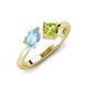 4 - Lysha 1.25 ctw Aquamarine Pear Shape (7x5 mm) & Peridot Cushion Shape (5.00 mm) Toi Et Moi Engagement Ring 