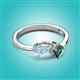 3 - Lysha 1.41 ctw Aquamarine Pear Shape (7x5 mm) & Lab Created Alexandrite Cushion Shape (5.00 mm) Toi Et Moi Engagement Ring 