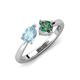 4 - Lysha 1.41 ctw Aquamarine Pear Shape (7x5 mm) & Lab Created Alexandrite Cushion Shape (5.00 mm) Toi Et Moi Engagement Ring 