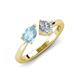 4 - Lysha 1.17 ctw Aquamarine Pear Shape (7x5 mm) & Moissanite Cushion Shape (5.00 mm) Toi Et Moi Engagement Ring 
