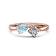 1 - Lysha 1.17 ctw Aquamarine Pear Shape (7x5 mm) & Moissanite Cushion Shape (5.00 mm) Toi Et Moi Engagement Ring 