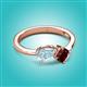 3 - Lysha 1.35 ctw Aquamarine Pear Shape (7x5 mm) & Red Garnet Cushion Shape (5.00 mm) Toi Et Moi Engagement Ring 