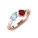 4 - Lysha 1.35 ctw Aquamarine Pear Shape (7x5 mm) & Red Garnet Cushion Shape (5.00 mm) Toi Et Moi Engagement Ring 