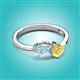 3 - Lysha 1.41 ctw Aquamarine Pear Shape (7x5 mm) & Lab Created Yellow Sapphire Cushion Shape (5.00 mm) Toi Et Moi Engagement Ring 