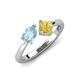 4 - Lysha 1.41 ctw Aquamarine Pear Shape (7x5 mm) & Lab Created Yellow Sapphire Cushion Shape (5.00 mm) Toi Et Moi Engagement Ring 