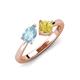 4 - Lysha 1.41 ctw Aquamarine Pear Shape (7x5 mm) & Lab Created Yellow Sapphire Cushion Shape (5.00 mm) Toi Et Moi Engagement Ring 