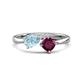 1 - Lysha 1.22 ctw Aquamarine Pear Shape (7x5 mm) & Rhodolite Garnet Cushion Shape (5.00 mm) Toi Et Moi Engagement Ring 
