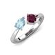 4 - Lysha 1.22 ctw Aquamarine Pear Shape (7x5 mm) & Rhodolite Garnet Cushion Shape (5.00 mm) Toi Et Moi Engagement Ring 