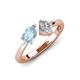 4 - Lysha 1.10 ctw Aquamarine Pear Shape (7x5 mm) & Lab Grown Diamond Cushion Shape (5.00 mm) Toi Et Moi Engagement Ring 
