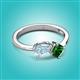 3 - Lysha 1.15 ctw Aquamarine Pear Shape (7x5 mm) & Lab Created Emerald Cushion Shape (5.00 mm) Toi Et Moi Engagement Ring 
