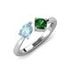 4 - Lysha 1.15 ctw Aquamarine Pear Shape (7x5 mm) & Lab Created Emerald Cushion Shape (5.00 mm) Toi Et Moi Engagement Ring 