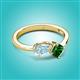 3 - Lysha 1.15 ctw Aquamarine Pear Shape (7x5 mm) & Lab Created Emerald Cushion Shape (5.00 mm) Toi Et Moi Engagement Ring 
