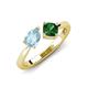 4 - Lysha 1.15 ctw Aquamarine Pear Shape (7x5 mm) & Lab Created Emerald Cushion Shape (5.00 mm) Toi Et Moi Engagement Ring 