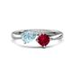1 - Lysha 1.41 ctw Aquamarine Pear Shape (7x5 mm) & Lab Created Ruby Cushion Shape (5.00 mm) Toi Et Moi Engagement Ring 