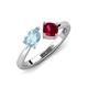 4 - Lysha 1.41 ctw Aquamarine Pear Shape (7x5 mm) & Lab Created Ruby Cushion Shape (5.00 mm) Toi Et Moi Engagement Ring 