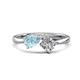 1 - Lysha 1.10 ctw Aquamarine Pear Shape (7x5 mm) & Natural Diamond Cushion Shape (5.00 mm) Toi Et Moi Engagement Ring 