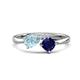 1 - Lysha 1.41 ctw Aquamarine Pear Shape (7x5 mm) & Lab Created Blue Sapphire Cushion Shape (5.00 mm) Toi Et Moi Engagement Ring 
