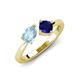4 - Lysha 1.41 ctw Aquamarine Pear Shape (7x5 mm) & Lab Created Blue Sapphire Cushion Shape (5.00 mm) Toi Et Moi Engagement Ring 