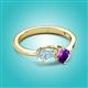3 - Lysha 1.10 ctw Aquamarine Pear Shape (7x5 mm) & Amethyst Cushion Shape (5.00 mm) Toi Et Moi Engagement Ring 