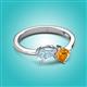 3 - Lysha 1.10 ctw Aquamarine Pear Shape (7x5 mm) & Citrine Cushion Shape (5.00 mm) Toi Et Moi Engagement Ring 