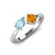 4 - Lysha 1.10 ctw Aquamarine Pear Shape (7x5 mm) & Citrine Cushion Shape (5.00 mm) Toi Et Moi Engagement Ring 