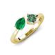 4 - Lysha 1.61 ctw Emerald Pear Shape (7x5 mm) & Lab Created Alexandrite Cushion Shape (5.00 mm) Toi Et Moi Engagement Ring 