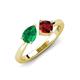 4 - Lysha 1.55 ctw Emerald Pear Shape (7x5 mm) & Red Garnet Cushion Shape (5.00 mm) Toi Et Moi Engagement Ring 