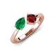 4 - Lysha 1.55 ctw Emerald Pear Shape (7x5 mm) & Red Garnet Cushion Shape (5.00 mm) Toi Et Moi Engagement Ring 