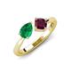 4 - Lysha 1.42 ctw Emerald Pear Shape (7x5 mm) & Rhodolite Garnet Cushion Shape (5.00 mm) Toi Et Moi Engagement Ring 