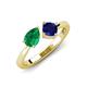 4 - Lysha 1.61 ctw Emerald Pear Shape (7x5 mm) & Lab Created Blue Sapphire Cushion Shape (5.00 mm) Toi Et Moi Engagement Ring 