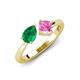 4 - Lysha 1.61 ctw Emerald Pear Shape (7x5 mm) & Lab Created Pink Sapphire Cushion Shape (5.00 mm) Toi Et Moi Engagement Ring 
