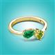 3 - Lysha 1.45 ctw Emerald Pear Shape (7x5 mm) & Peridot Cushion Shape (5.00 mm) Toi Et Moi Engagement Ring 